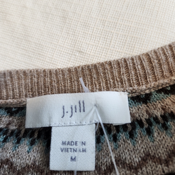 J. Jill Tan and Blue Patterned Knit Sweater - Picture 5 of 6